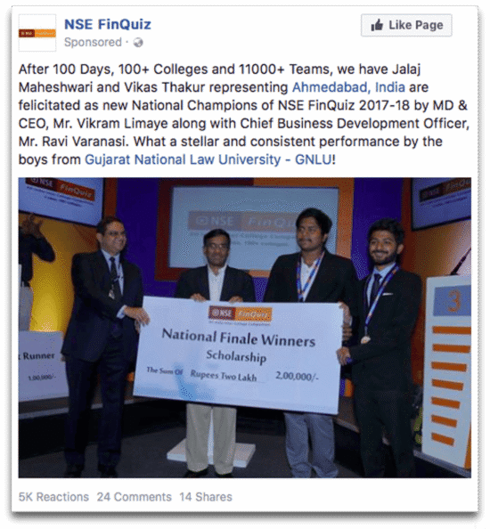 Boosted posts for the National Finals Winners