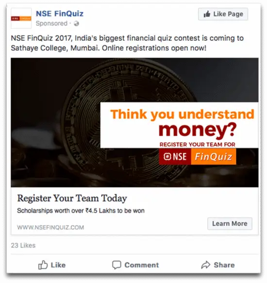 Pre-hype ad targeted at the students of Sathaye College, Mumbai