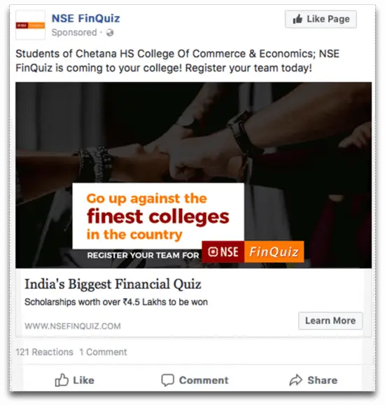 Pre-hype ad targeted at the students of Chetana College, Mumbai